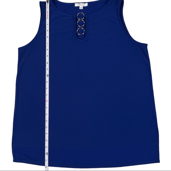 89th + Madison size medium silky blue sleeveless top with metal ring accents - Picture 7 of 9
